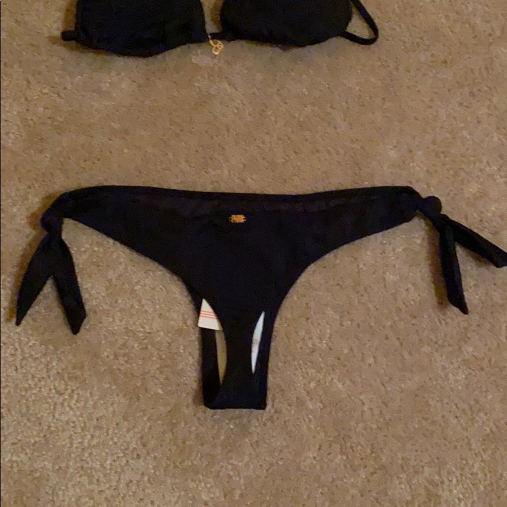 BLACK COLOR MIX TRIANGLE TOP and THONG Bottom NWT - Picture 9 of 14